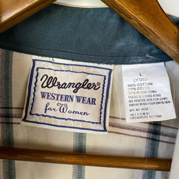 Vintage Wrangler Women’s Western Long Sleeve Button Down Cropped Women’s Large - Picture 7 of 9